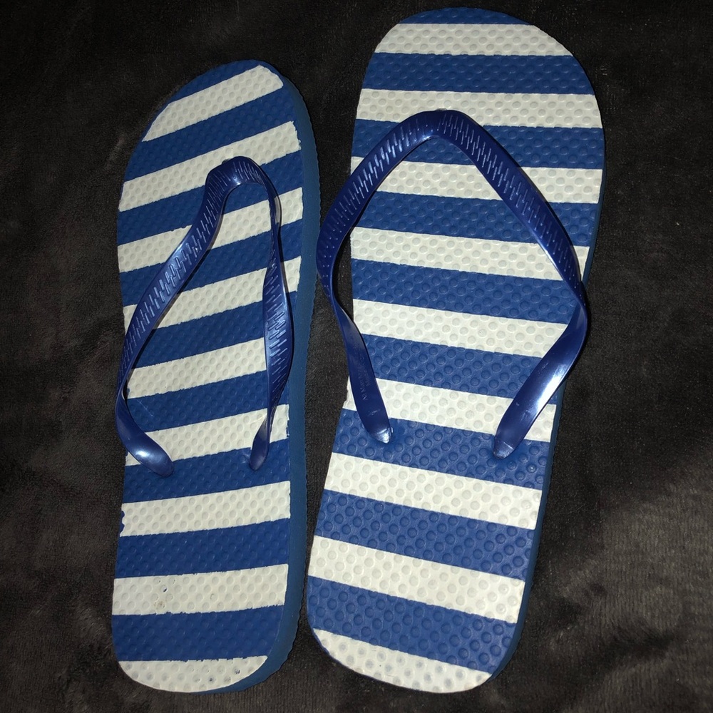 Blue and white striped sandals